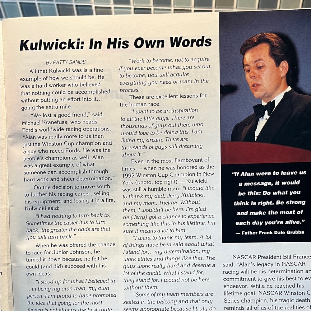 InsideTrack Premiere Issue Magazine - Alan Kulwicki: Remembered - Picture 3 of 5